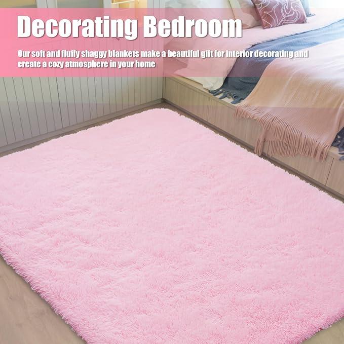 9x12 Fluffy Area Rugs for Living Room, Large Pink Fuzzy Shag Area Rug for - Image 6
