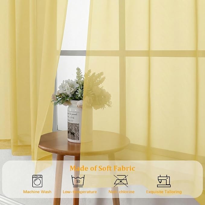 Gwine Short Kitchen Sheer Curtains 24 Inch Length - Image 8