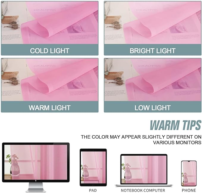 Light Pink Sheer Curtains for Window 72 inches Long 2 Panels Set, Soft Airy - Image 6