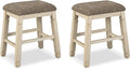 Signature Design by Ashley Bolanburg Farmhouse 24" Counter Height Upholstered Barstool, 2 Count, Whitewash
