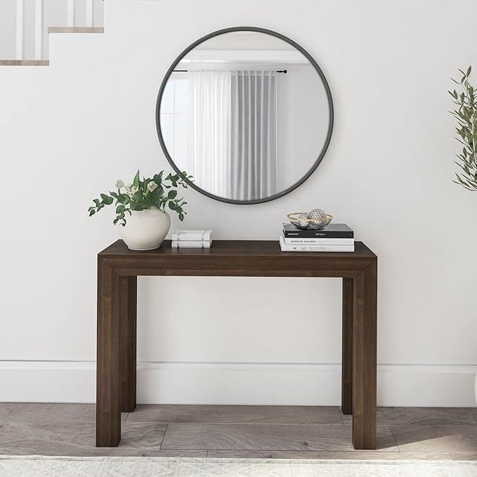 Plank+Beam Modern Solid Wood Console Table, 46.25 Inch, Sofa Table, Narrow Entryway Table for Hallway, Behind The Couch, Living Room, Foyer, Easy Assembly, Walnut