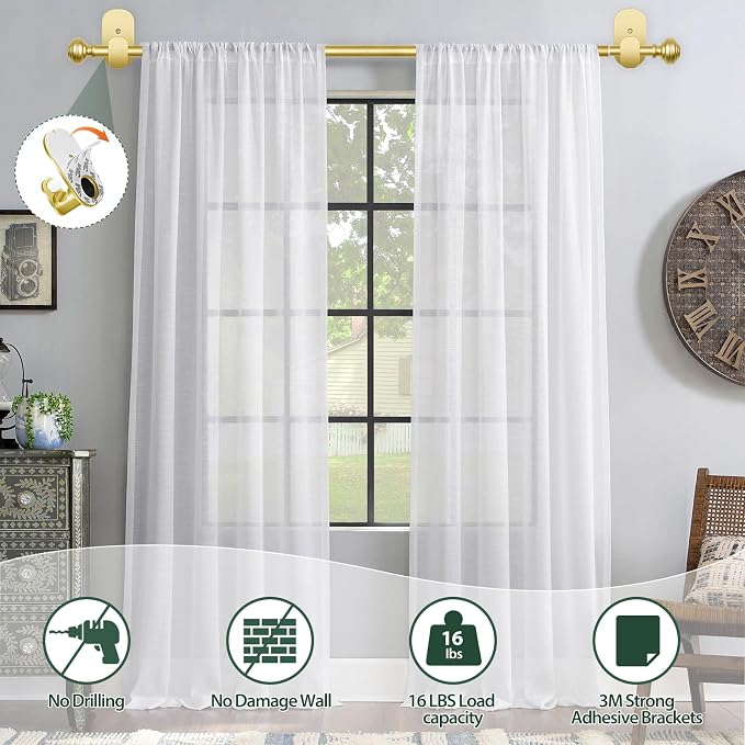 KAMANINA 2 Pack Curtain Rods No Drilling - Image 2