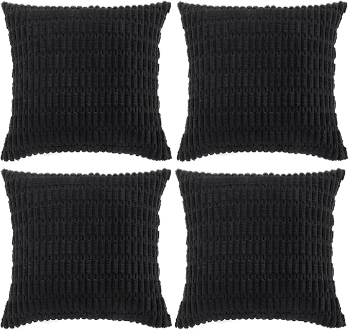 Fancy Homi 4 Packs Boho Black Decorative Throw Pillow Covers 22x22 Inch by Fancy+Homi