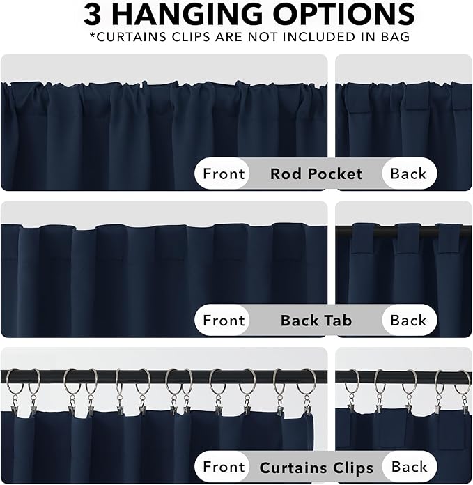 Deconovo Solid Back Tab Curtains Blackout Curtains Thermal Insulated Drapes and - Image 2