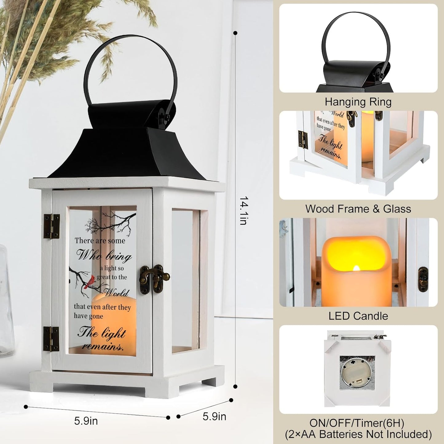 Memorial Lantern - Bereavement Sympathy Gifts for Loss of Loved One Mother Father, Thoughtful Funeral Gifts in Memory of Loved One with LED Candle