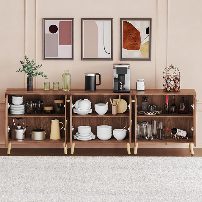 Storage Cabinet, Free Standing Buffet Cabinet, Morden Sideboard and Buffet Storage, Wood Accent Cabinet for Living Room, Hallway, Entryway (2, Brown)