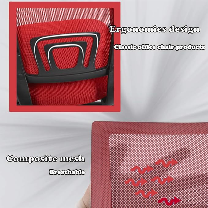 BestOffice Office Chair Ergonomic Cheap Desk Chair Mesh Computer Chair Lumbar Support Modern Executive Adjustable Stool Rolling Swivel Chair for Back Pain (Red)