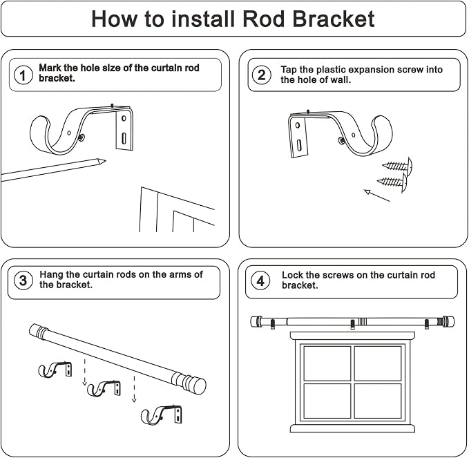 Byondeth Curtain Rods for Windows 16 to 120 Inches Adjustable Length 1 Inch - Image 7