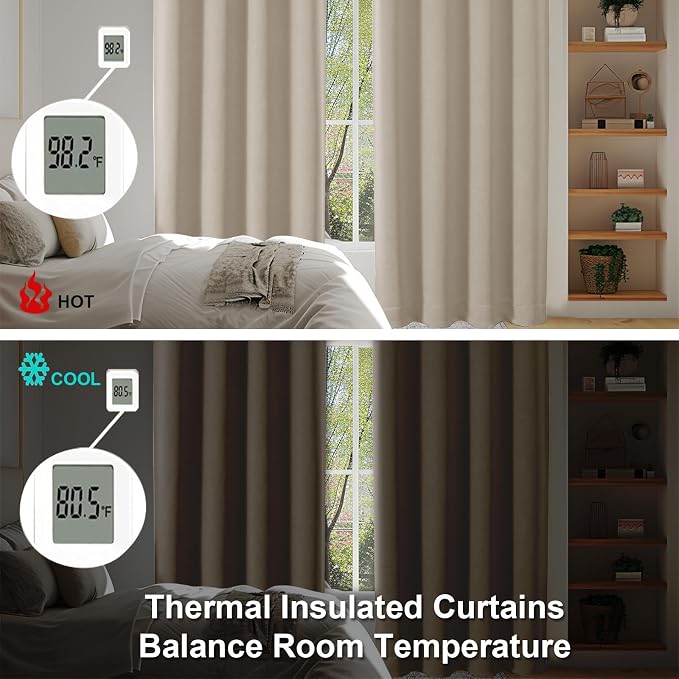 Simplebrand Ava Biscotti Beige Short 30 Inches Blackout Curtain 2 Panels Set - Image 7