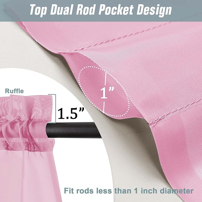 Light Pink Window Sheer Curtains 54 inch Length, Soft Airy Light Filtering - Image 3