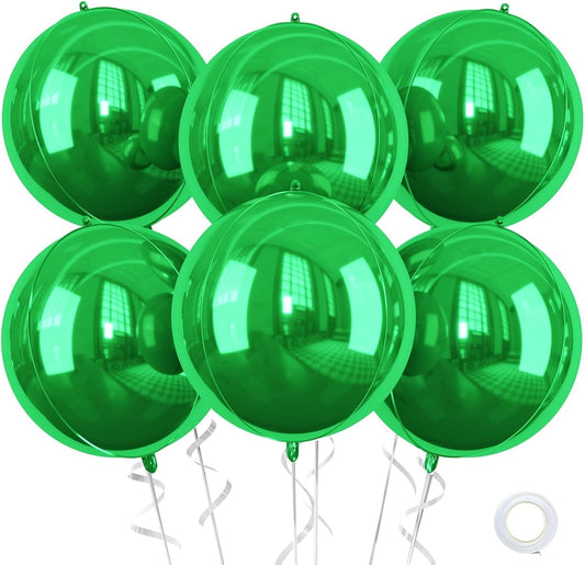 Green Foil Balloons, 6 Pcs Large Green Metallic Round Balloons, 22 Inch Big Round Foil Balloon for Graduation Birthday Party Baby Shower Wedding Decorations