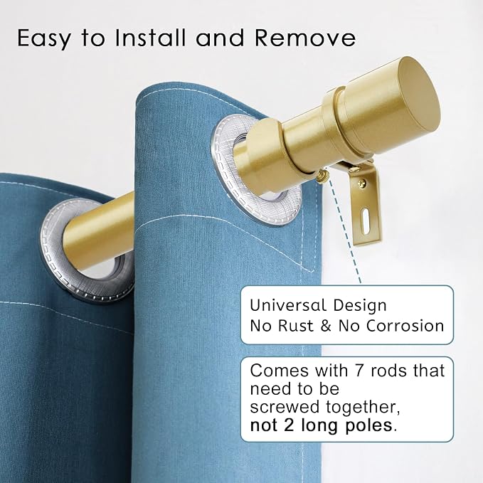 Byondeth Curtain Rods for Windows 16 to 120 Inches Adjustable Length 1 Inch - Image 2
