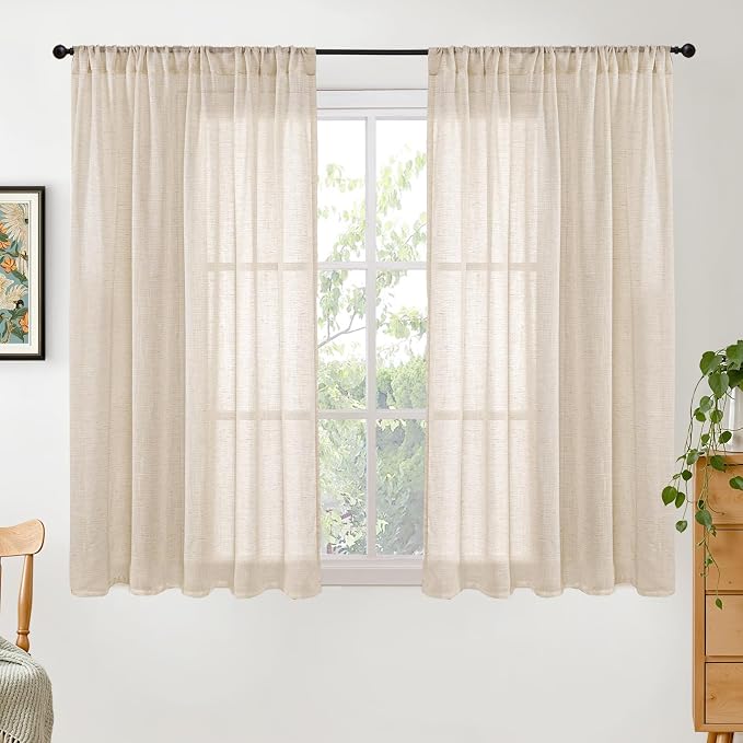 BGment Natural Linen Curtains 45 Inch Length by BGment