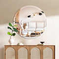 32" Frameless Beveled Round Mirror with 1" Edge for Bathroom, Entryways, Vanity, Wall Decor