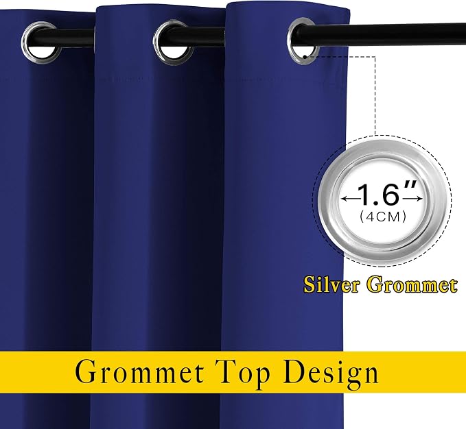 NICETOWN Navy Blue Bedroom Blackout 90 inch Curtains - Image 2