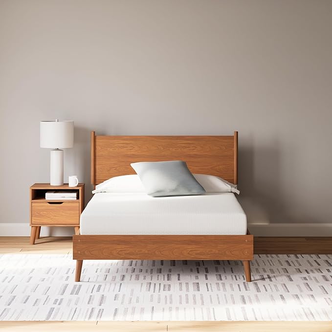 Signature Design by Ashley Full Size Chime 8 Inch Medium Firm Gel Memory Foam Mattress with Green Tea & Charcoal Extract, Fiberglass Free, Mattress In A Box