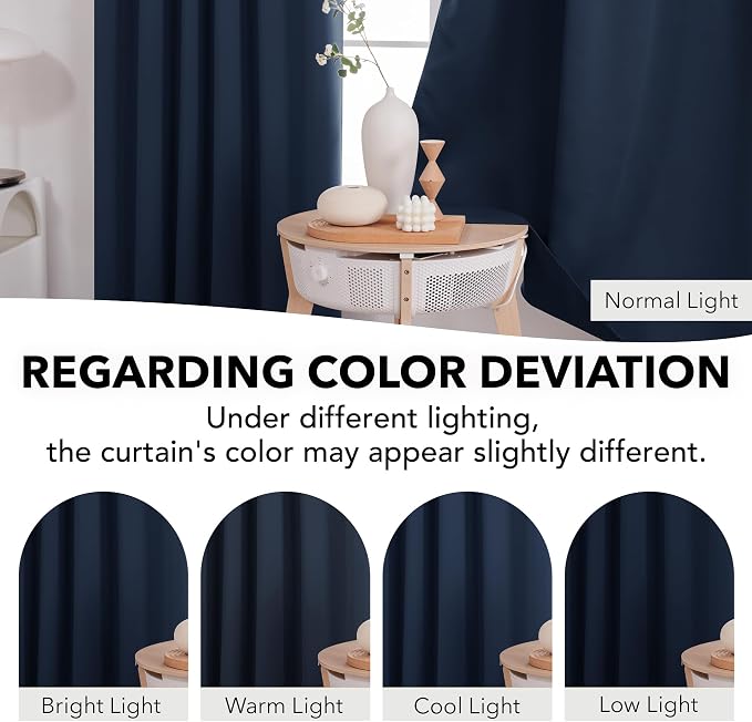 Deconovo Solid Back Tab Curtains Blackout Curtains Thermal Insulated Drapes and - Image 6