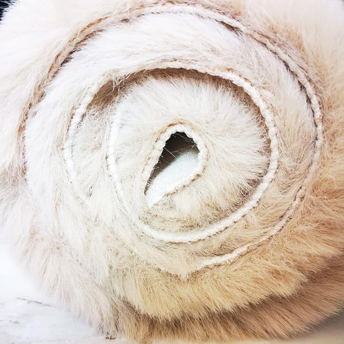 Ghouse Faux Rabbit Fur Round Rug 8ft Light Brown Beige Round Rugs - Image 5