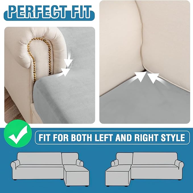 Couch Cover Stretch Velvet Sofa Cushion Cover 3-Piece - Image 6
