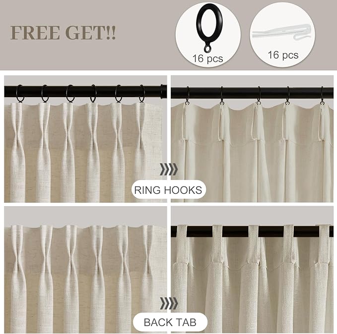 IVAPUPU Pinch Pleated Curtains 90 Inch Long 2 Panels - Image 4