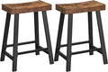 VASAGLE Bar Stools, Set of 2 Bar Chairs, Kitchen Breakfast Bar Stools with Footrest, 23.6 Inches High, Industrial in Living Room, Party Room, Rustic Brown and Black ULBC074B01