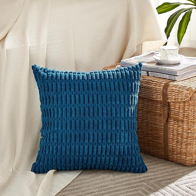 Fancy Homi 4 Packs Teal Decorative Throw Pillow Covers 22x22 Inch - Image 2