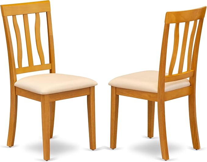 East West Furniture MZAN5-OAK-C 5 Piece Dinette Set for 4 Includes a Rectangle Dining Table with Dropleaf and 4 Linen Fabric Dining Room Chairs, 36x54 Inch, Oak