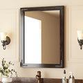 VocalStar Black Wood Framed Mirror 24 x 36 Inch, Rustic Natural Black Wooden Rectangle Bathroom Vanity Wall Mirror for Farmhouse Boho Decor, 1/4-inch Shatterproof Glass | Waterproof