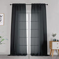 OVZME Black Sheer Curtains Dark Color Curtain Panels by OVZME
