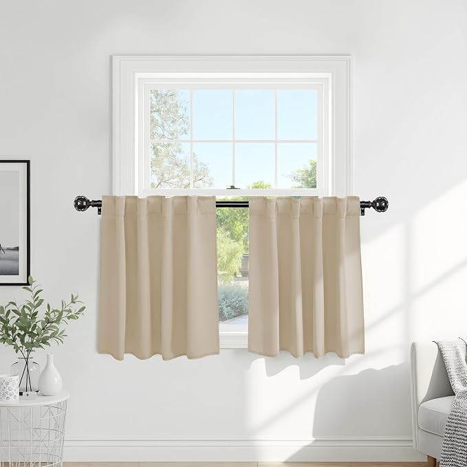 Pony Dance Short Blackout Drapes 36 Inches Long, Room Darkening Drapes by PONYDANCE