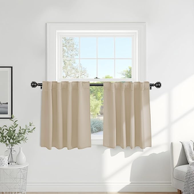 PONY DANCE Short Curtains Half Window Curtains, Kitchen & Bathroom, Width 29 x by PONYDANCE