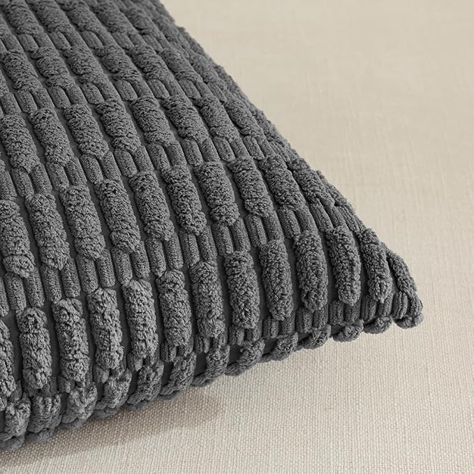 Fancy Homi 4 Packs Dark Grey Decorative Throw Pillow Covers 20x20 Inch - Image 4