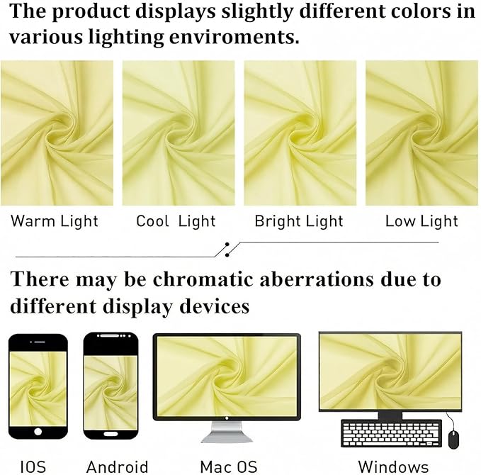 Lecloud Goose Yellow Sheer Curtains 78 Inches Long 2 Panels, Airy Light - Image 7