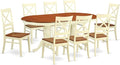 East West Furniture PLQU9-WHI-W 9 Piece Dining Room Furniture Set Includes an Oval Kitchen Table with Butterfly Leaf and 8 Dining Chairs, 42x78 Inch, Buttermilk & Cherry