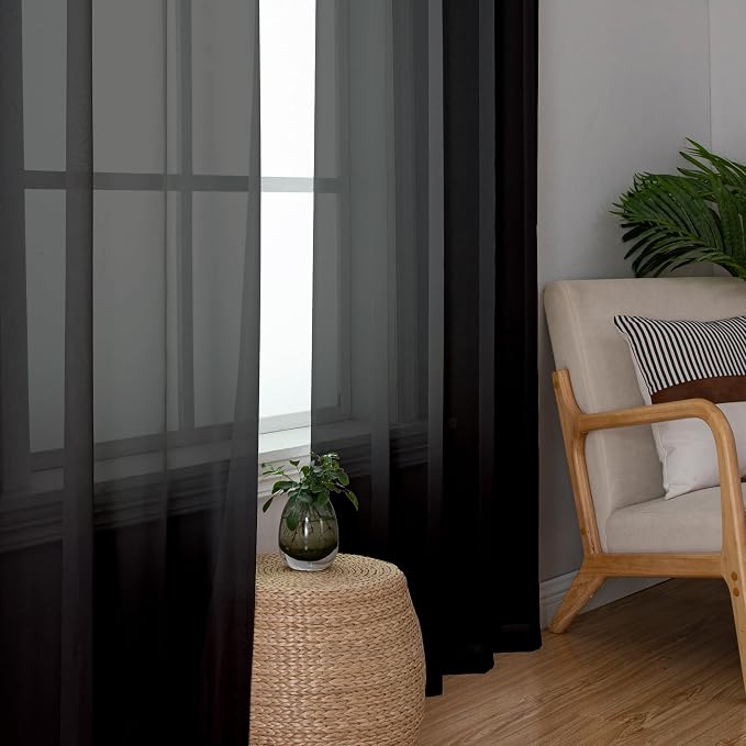 Aiyufeng Voile Sheer Black Curtains - Image 4
