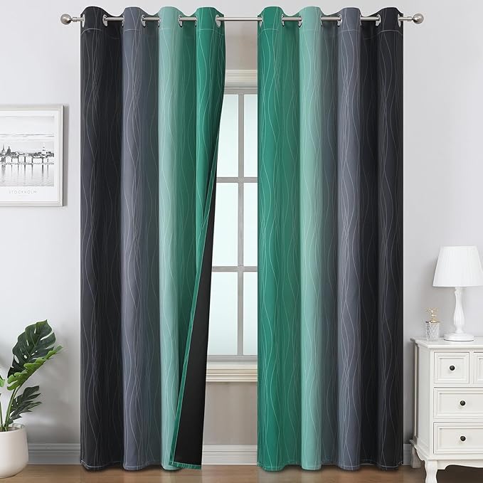 Estelar Textiler Black and Green Ombre Blackout Curtains 84 Inch Length 2 by ESTELARTEXTILER
