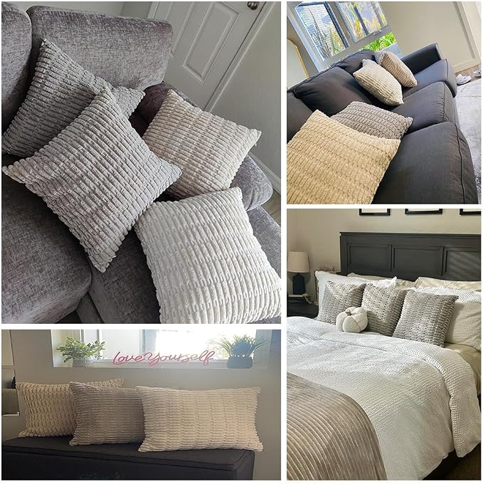Fancy Homi 4 Packs Neutral Small Decorative Throw Pillow Covers 14x14 Inch - Image 7