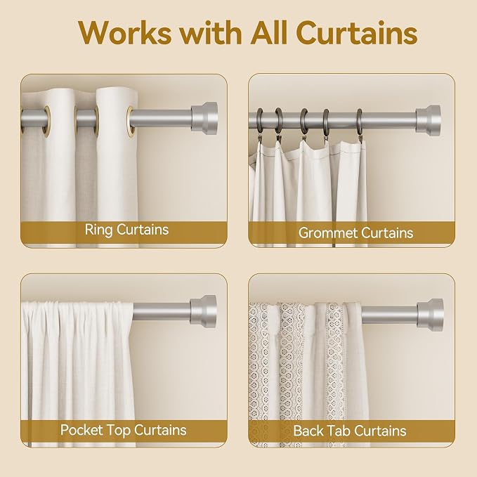 YaFex Curtain Rods 2 Pack 32-84 Inch, Heavy Duty 1 Inch Curtain Rod, Modern - Image 5