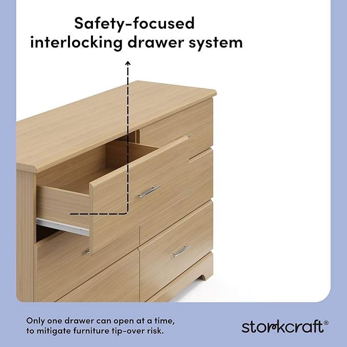 Storkcraft Brookside 6-Drawer Dresser (Driftwood) – GREENGUARD Gold Certified, Nursery & Kids Storage, Nursery Essentials, Kids Room Storage, Durable Bedroom Dresser