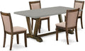 East West Furniture V797MZ716-5 5 Piece Dining Set Includes a Rectangle Dining Room Table with V-Legs and 4 Dark Khaki Linen Fabric Upholstered Parson Chairs, 40x72 Inch, Multi-Color