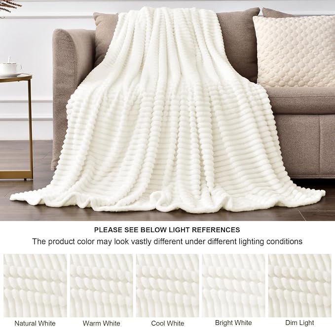 BEDELITE Fleece Blanket King Size – 3D Ribbed Jacquard Soft and Warm Decorative - Image 5