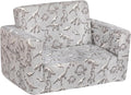 ALIMORDEN 2-in-1 Flip Out Cuddly Sherpa Toddler Couch, Convertible Sofa to Lounger, Glow in The Dark,Dinosaurs