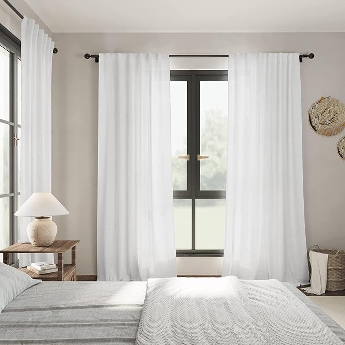 White Linen Curtains 84 Inches Long - Image 7