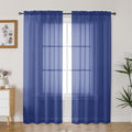 Gwine Royal Blue Sheer Curtains 84 Inches Long 2 Panels Set by Gwine