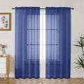 Gwine Royal Blue Sheer Curtains 90 Inches Long 2 Panels Set, Light Filtering by Gwine