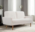 Kent Velvet Loveseat Sofa, European Style with Sleek Design, Modern & Vintage Flair, Upholstered 2 Seater Couch, Chic Living Room Furniture Seating for Home, Apartment or Office, Ivory