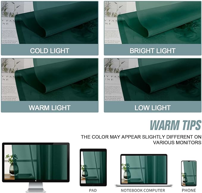 Green Sheer Curtains 90 Inches Long 2 Panels, Light Filtering Solid Sheer - Image 6