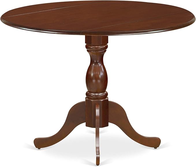 East West Furniture DMIP5-MAH-W 5 Piece Dining Table Set for 4 Includes a Round Kitchen Table with Dropleaf and 4 Kitchen Dining Chairs, 42x42 Inch, Mahogany