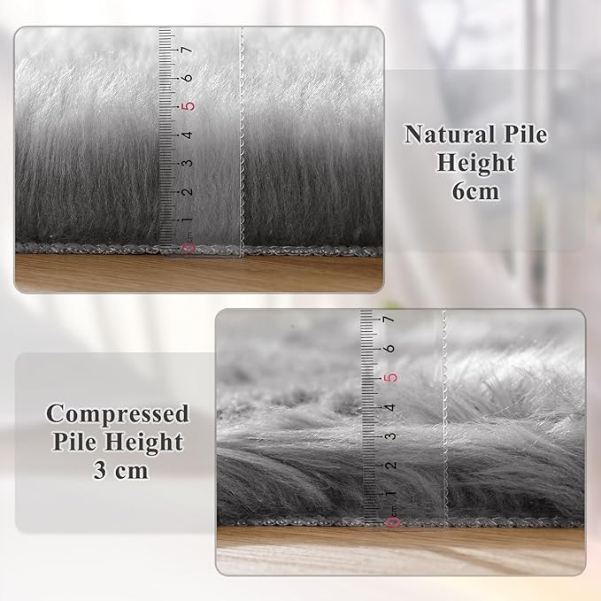 ORINOVA Silver Grey Faux Sheepskin Washable Shaggy Fur Area Rugs - Image 4