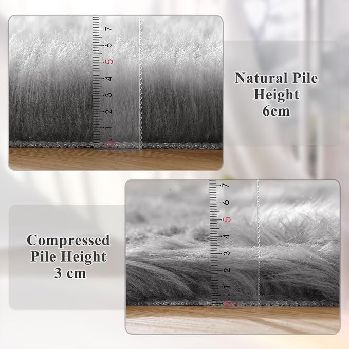 ORINOVA Shag Rug 6x9 Area Rugs for Bedroom Silver Grey Fluffy Machine Washable - Image 4